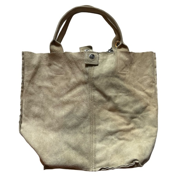 Genuine Leather Tan Suede Slouchy Shoulder Bag - Picture 6 of 7